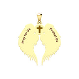 Guardian Angel Wings Solid Gold Pendant with Aquarius Zodiac Sign GPD5513