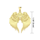 Guardian Angel Wings Solid Gold Pendant with Aquarius Zodiac Sign GPD5513