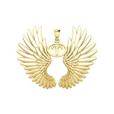 Guardian Angel Wings Solid Gold Pendant with Aries Zodiac Sign GPD5515