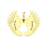 Guardian Angel Wings Solid Gold Pendant with Aries Zodiac Sign GPD5515