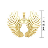 Guardian Angel Wings Solid Gold Pendant with Aries Zodiac Sign GPD5515