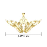 Guardian Angel Wings Solid Gold Pendant with Taurus Zodiac Sign GPD5516