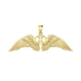 Guardian Angel Wings Solid Gold Pendant with Gemini Zodiac Sign GPD5517