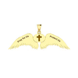 Guardian Angel Wings Solid Gold Pendant with Gemini Zodiac Sign GPD5517