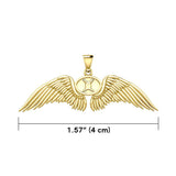 Guardian Angel Wings Solid Gold Pendant with Gemini Zodiac Sign GPD5517