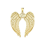 Guardian Angel Wings Solid Gold Pendant with Cancer Zodiac Sign GPD5518