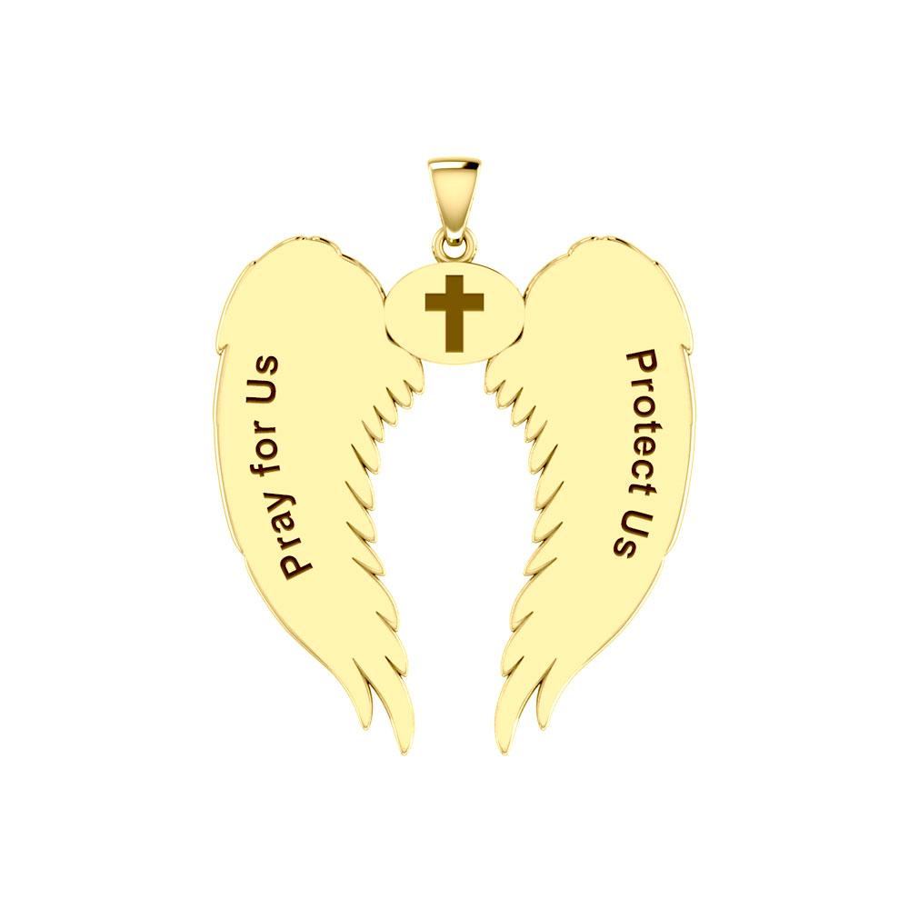Guardian Angel Wings Solid Gold Pendant with Cancer Zodiac Sign GPD5518