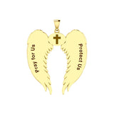 Guardian Angel Wings Solid Gold Pendant with Cancer Zodiac Sign GPD5518