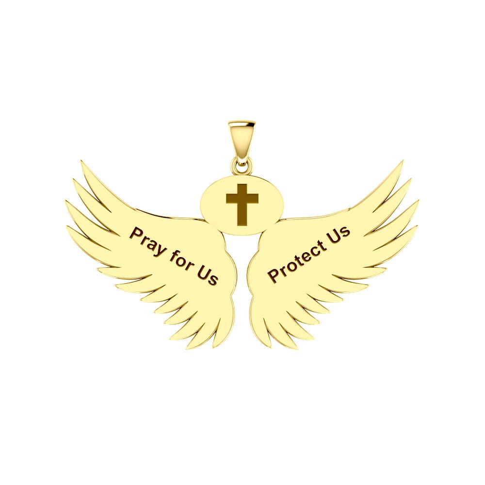 Guardian Angel Wings Solid Gold Pendant with Leo Zodiac Sign GPD5519