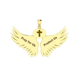 Guardian Angel Wings Solid Gold Pendant with Leo Zodiac Sign GPD5519