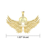 Guardian Angel Wings Solid Gold Pendant with Leo Zodiac Sign GPD5519