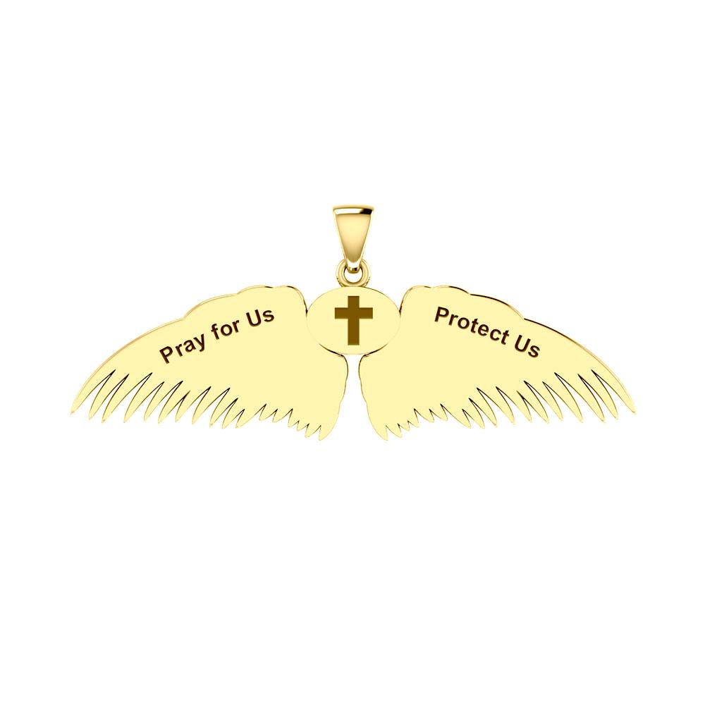 Guardian Angel Wings Solid Gold Pendant with Libra Zodiac Sign GPD5521