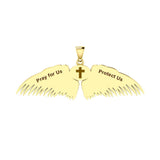 Guardian Angel Wings Solid Gold Pendant with Libra Zodiac Sign GPD5521