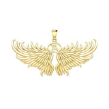 Guardian Angel Wings Solid Gold Pendant with Scorpio Zodiac Sign GPD5522