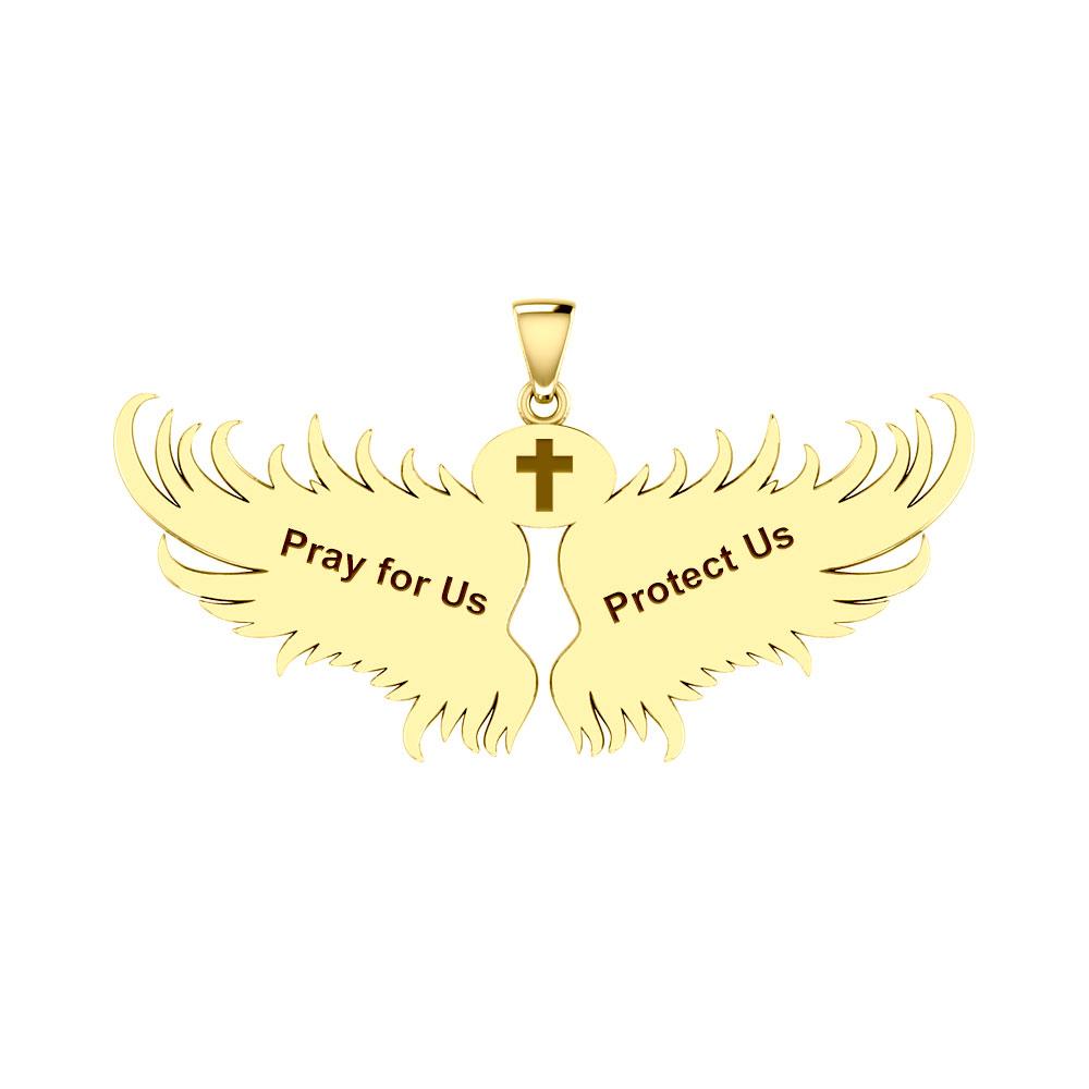 Guardian Angel Wings Solid Gold Pendant with Scorpio Zodiac Sign GPD5522