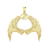Guardian Angel Wings Solid Gold Pendant with Sagittarius Zodiac Sign GPD5523