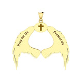 Guardian Angel Wings Solid Gold Pendant with Sagittarius Zodiac Sign GPD5523