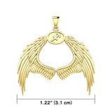 Guardian Angel Wings Solid Gold Pendant with Sagittarius Zodiac Sign GPD5523