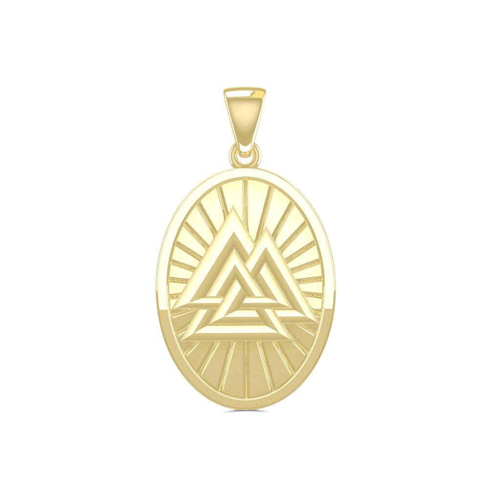 Solid Gold Viking Valknut Oval Pendant GPD5615