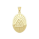 Solid Gold Viking Valknut Oval Pendant GPD5615