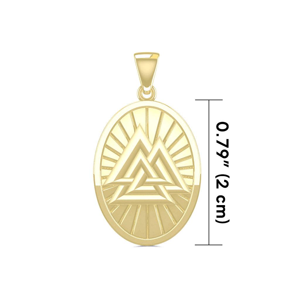 Solid Gold Viking Valknut Oval Pendant GPD5615
