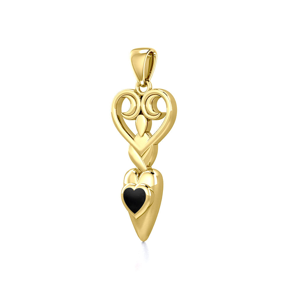 Goddess with Heart Gemstone 14K Solid Gold Pendant GPD5657