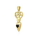 Goddess with Heart Gemstone 14K Solid Gold Pendant GPD5657