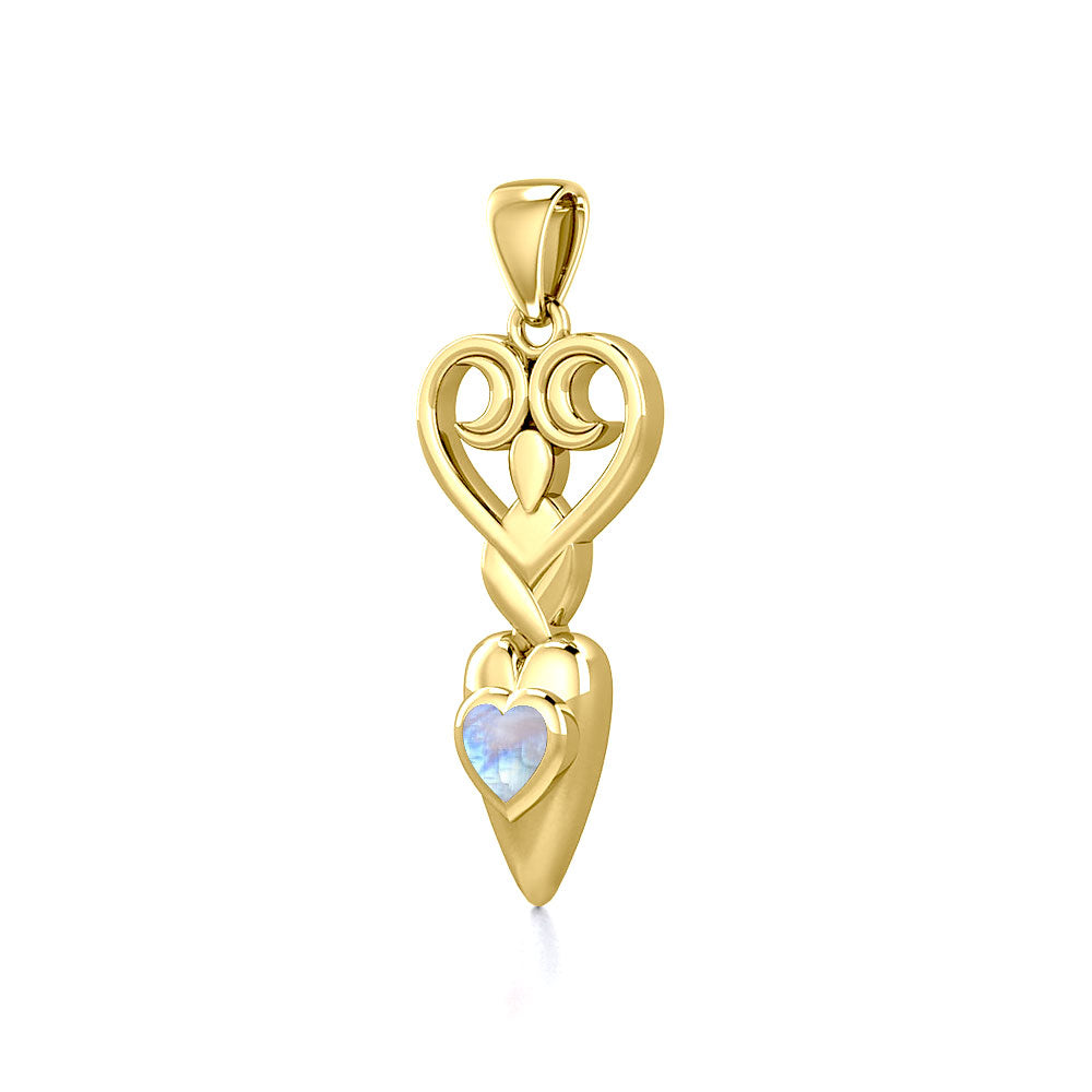 Goddess with Heart Gemstone 14K Solid Gold Pendant GPD5657