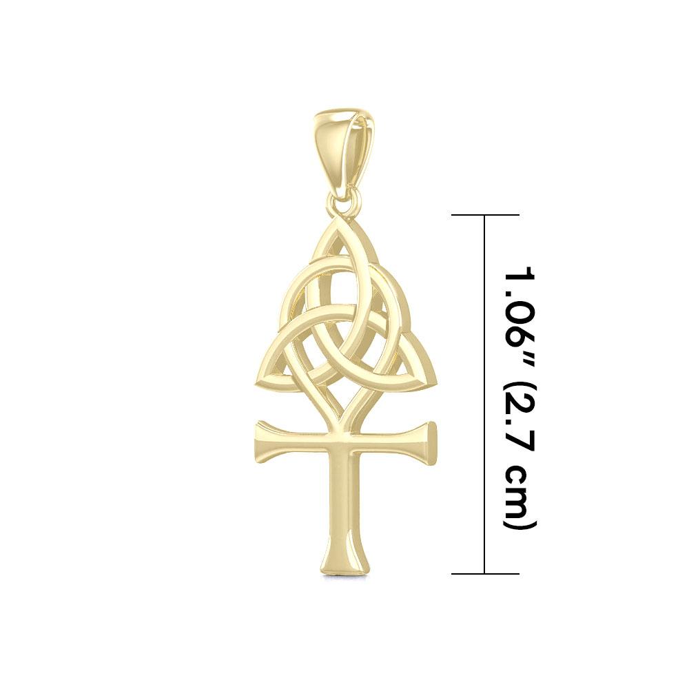 Unite Ancient Symbols: Triquetra Ankh Solid Gold Pendant - Peter Stone | Embrace Spiritual Connection and Eternal Life GPD5661