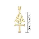 Unite Ancient Symbols: Triquetra Ankh Solid Gold Pendant - Peter Stone | Embrace Spiritual Connection and Eternal Life GPD5661