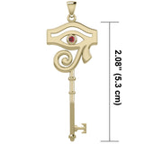 The Eye of Horus Spiritual Enchantment Key Solid Gold Pendant with Gem GPD5711