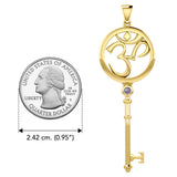 Om Symbol Spiritual Enchantment Key Solid Yellow Gold Pendant with Gem GPD5712