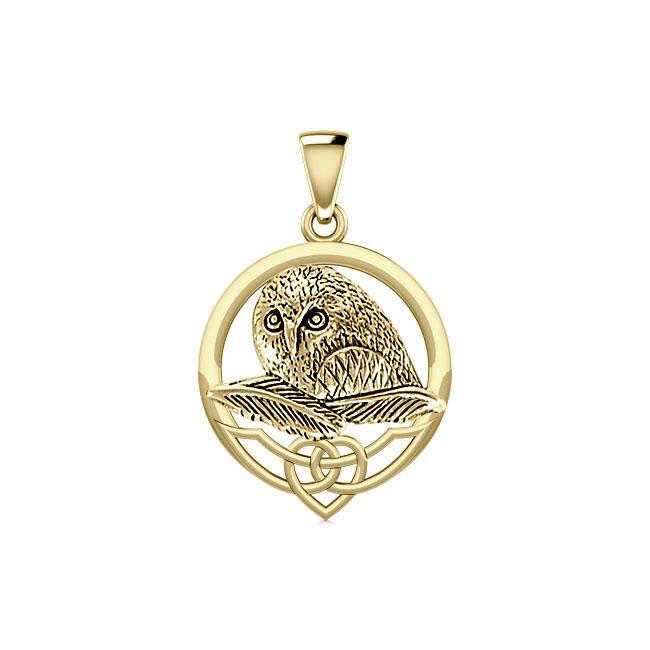 Celtic Owl Solid Gold Pendant GPD5718
