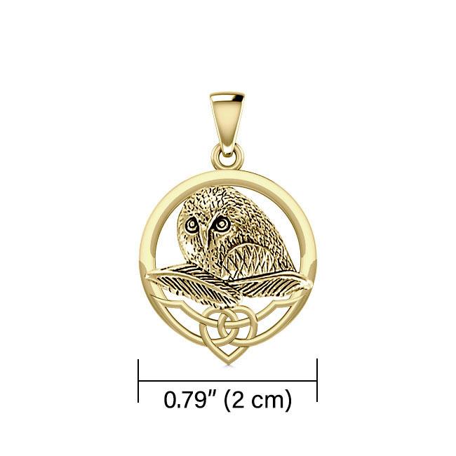 Celtic Owl Solid Gold Pendant GPD5718