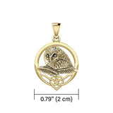 Celtic Owl Solid Gold Pendant GPD5718