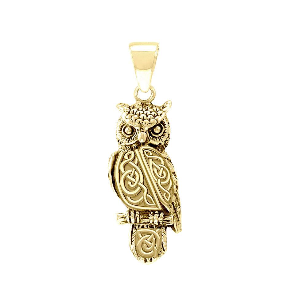 Celtic Horned Owl Gold Pendant GPD5722