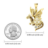 Dragon with Triquetra 14K Yellow Gold Pendant GPD5821