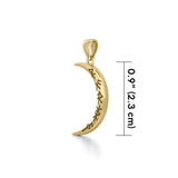 Crescent Moon with Meaningful Bind Runes Small Gold Pendant GPD5832