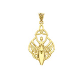 Celtic Goddess Holding Trinity Knot 14K Yellow Gold Pendant GPD5847