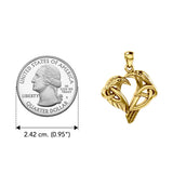 Love of The Mythical Celtic Heart Raven Yellow Gold Jewelry Pendant GPD6025
