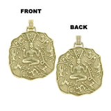 God Cernunnos in his mighty throne 14K Gold Double Sided Pendant GPD6043