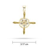 Broomstick Pentacle Gold Pendant with Gemstone GPD686