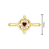 Celtic Four Point Knot 14K Gold Ring With Heart Gemstone GRI2307