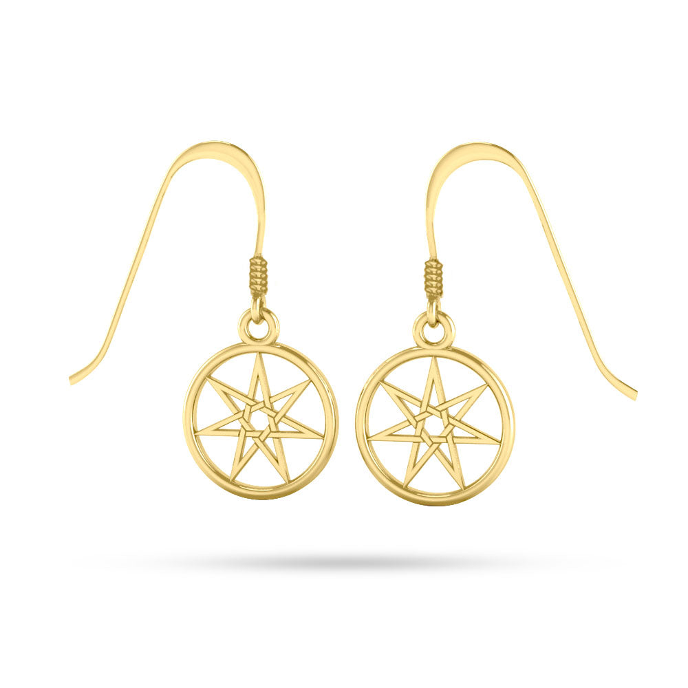Elven Pentacle Gold Dangle Earrings GTE2807