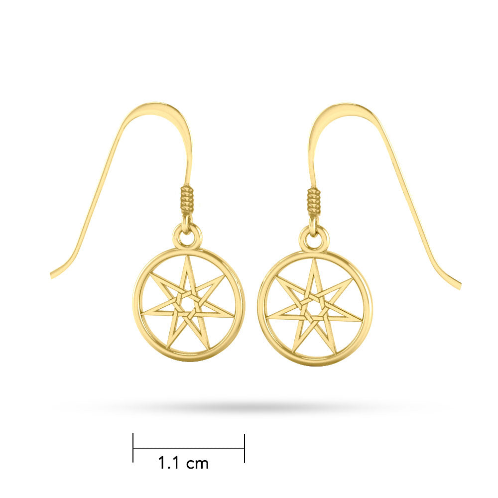 Elven Pentacle Gold Dangle Earrings GTE2807