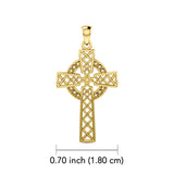 Modern Celtic Cross 14K Yellow Gold Pendant GTP1031