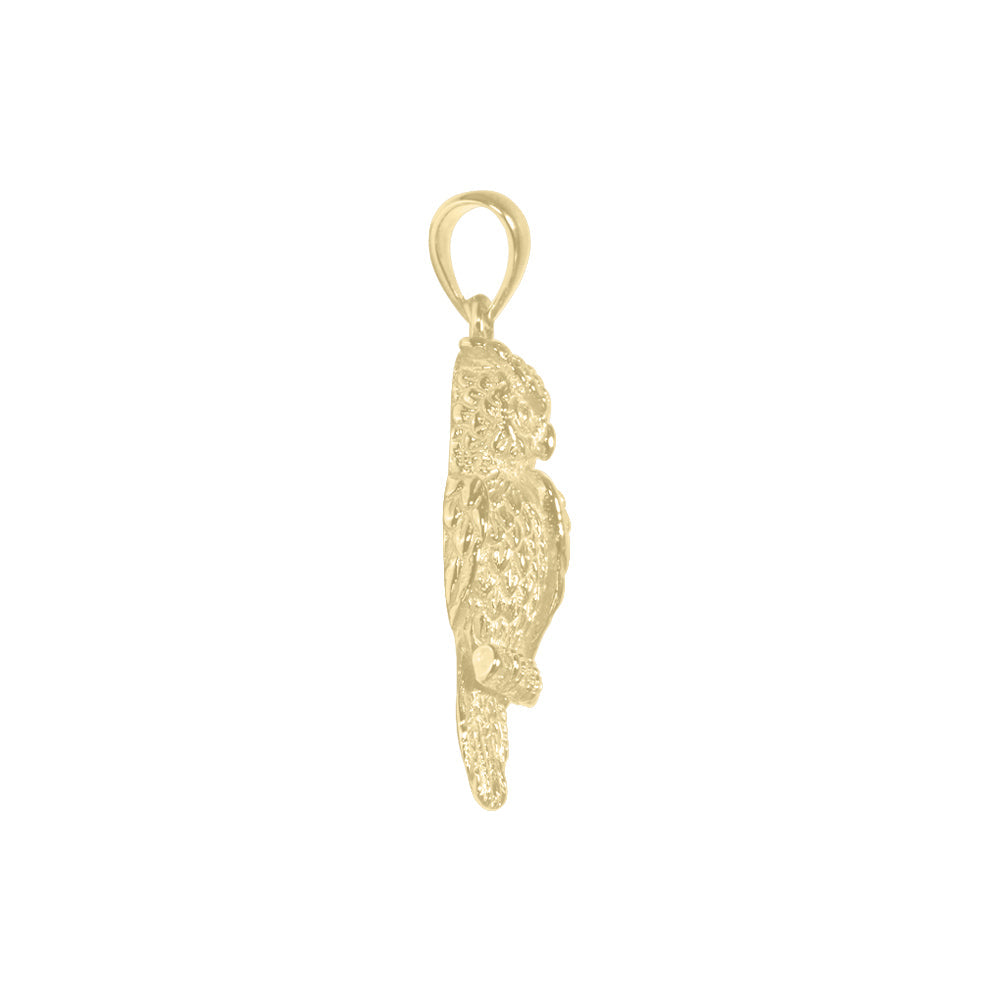 Owl Solid Gold Pendant GTP1619 (Hollow Back)
