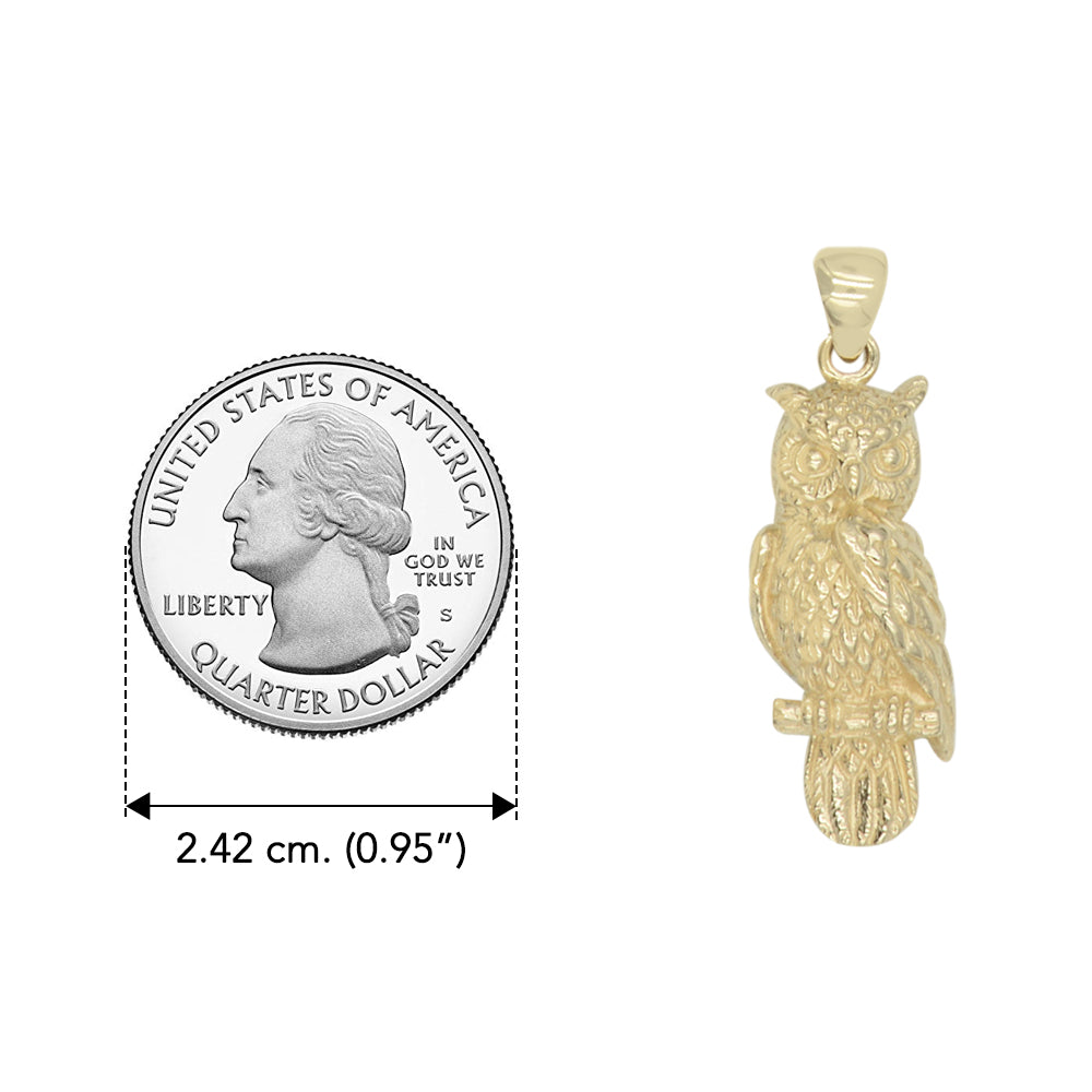 Owl Solid Gold Pendant GTP1619 (Hollow Back)