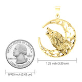 Baying wolf around the celestial beauty ~ 14K Yellow Gold Pendant GTP831
