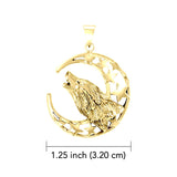 Baying wolf around the celestial beauty ~ 14K Yellow Gold Pendant GTP831